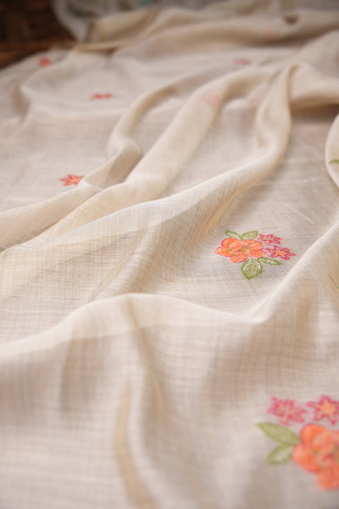 Conscious Couture Beige Muslin Cotton Pichwai Unstitched Suit Set